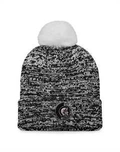 Женская черная вязаная шапка Ottawa Senators Glimmer с манжетами и помпоном Fanatics