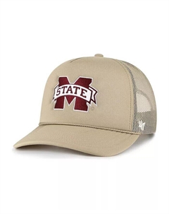 Мужская шляпа цвета хаки Mississippi State Bulldogs из пенопласта с сеткой спереди Trucker Snapback, бежевый '47 brand