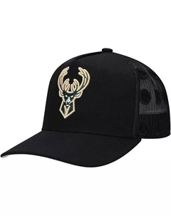 Мужская черная регулируемая кепка с сетчатым логотипом Milwaukee Bucks Monogram, черный Mitchell and ness