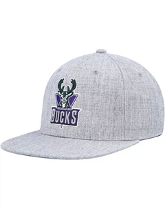 Мужская кепка Snapback Milwaukee Bucks Hardwood Classics 2.0 цвета Хизер Серая, серый Mitchell and ness