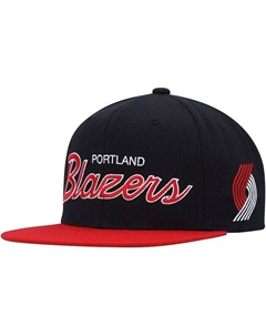 Мужская черная кепка Portland Trail Blazers Hardwood Classics MVP Team Script 2.0 Snapback Mitchell and ness