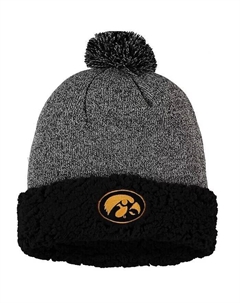 Женская черная вязаная шапка Iowa Hawkeyes Snug Cuffed Knit с помпоном Top of the world