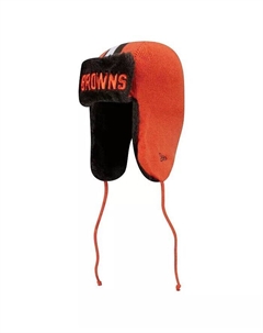 Мужская оранжевая вязаная шапка Cleveland Browns Helmet Head Trapper New era
