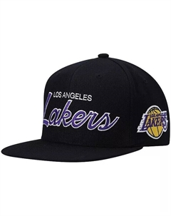 Мужская черная кепка Snapback Los Angeles Lakers Hardwood Classics Script 2.0 Mitchell and ness