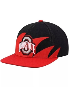 Мужская алая, черная шляпа Ohio State Buckeyes Sharktooth Snapback Mitchell and ness