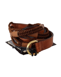 Элегантный плетеный кожаный ремень темно-коричневого цвета Ermanno scervino