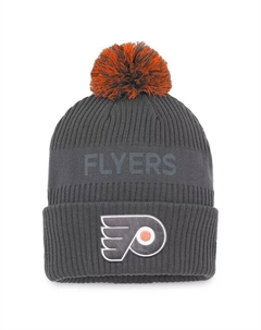 Мужская темно-серая вязаная шапка Philadelphia Flyers Authentic Pro Home Ice с манжетами и помпоном, серый Fanatics