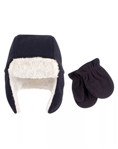 Комплект из 2 предметов: флисовая шапка-ушанка и варежки Hudson для мальчиков, цвет серый меланж Hudson baby