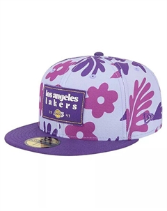 Мужская фиолетовая приталенная шляпа Los Angeles Lakers Palm Fronds 2-Tone 59FIFTY, фиолетовый New era