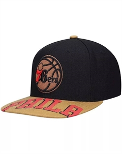 Мужская кепка с крышками x Lids Black, Tan Philadelphia 76ers Current Reload 3.0 Snapback Hat Mitchell and ness