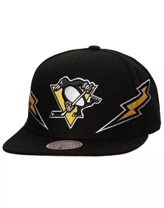 Мужская черная кепка Pittsburgh Penguins Double Trouble Lightning Snapback Mitchell and ness