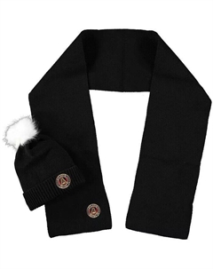 Женский комплект из вязаной шапки и шарфа с нечеткими манжетами и помпонами Atlanta United FC, черный Zoozatz