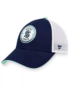 Мужская темно-синяя, белая кепка Seattle Kraken Iconic Gradient Trucker Snapback Fanatics