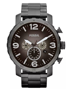 Мужские часы с хронографом Nate Smoke Tone из нержавеющей стали с браслетом 50 мм JR1437 Fossil