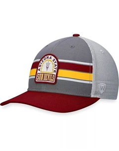Мужская регулируемая шляпа серо-бордового цвета штата Аризона Sun Devils Aurora Trucker, серый Top of the world