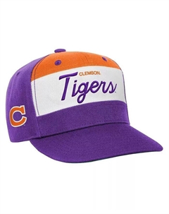 Кепка Snapback для больших мальчиков и девочек, белая/фиолетовая, Clemson Tigers, ретро-спорт, цветные блоки, надпись Mitchell and ness