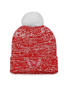 Женская красная шапка Washington Capitals Glimmer Cuffed Knit с помпоном Fanatics