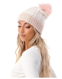 Женская шапка-бини с помпоном из искусственного меха с люрексом и цветными блоками, слоновая кость/кремовый Marcus adler