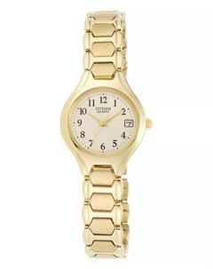 Женские золотистые часы-браслет из нержавеющей стали 23 мм EU2252-56P Citizen