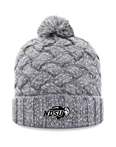Женская серая вязаная шапка с манжетами и помпоном NDSU Bison Arctic, серый Top of the world