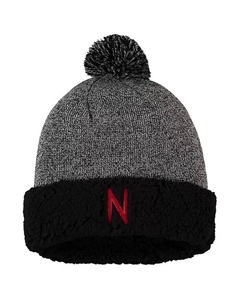 Женская черная вязаная шапка Nebraska Huskers Snug Cuffed Knit с помпоном Top of the world