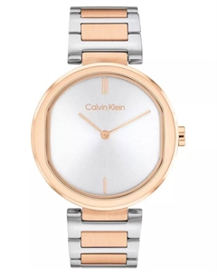 Женские двухстрелочные двухцветные часы-браслет из нержавеющей стали, 36 мм Calvin klein