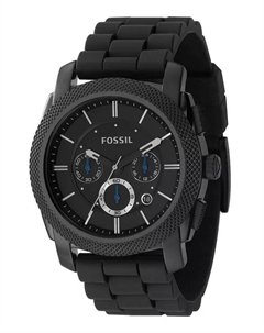 Мужские часы с хронографом, черный силиконовый ремешок, 45 мм Fossil