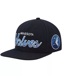 Мужская черная бейсболка Minnesota Timberwolves Hardwood Classics Script 2.0 Snapback Mitchell and ness
