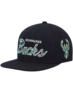 Мужская черная кепка Milwaukee Bucks Hardwood Classics Script 2.0 Snapback Mitchell and ness