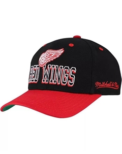 Мужская черно-красная кепка Detroit Red Wings Backside Script Two-Tone Pro Crown Adjustable Mitchell and ness