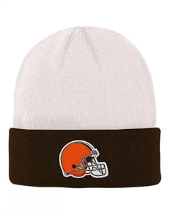 Кремово-коричневая вязаная шапка с костяными манжетами для мальчиков и девочек Cleveland Browns Outerstuff
