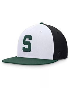 Мужская белая/зеленая кепка Michigan State Spartans Tri-Tone Heritage Collector Fitted Hat Top of the world
