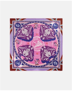 Эксклюзивный шарф из чистого шелка со знаками зодиака, фуксия Codello