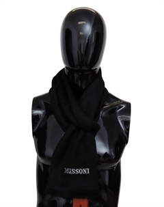 Черный шерстяной унисекс шарф с бахромой для мужчин Missoni