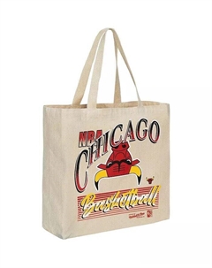 Женская большая сумка с рисунком Chicago Bulls с эффектом потертости, белый Mitchell and ness