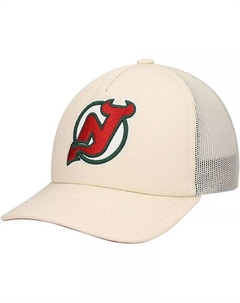 Мужская кремовая кепка New Jersey Devils Foam Front Trucker Adjustable Mitchell and ness