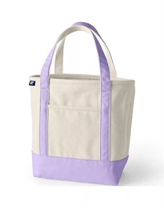 Сумка-тоут среднего размера из натуральной ткани с 5 карманами и открытым верхом, белый Lands' end