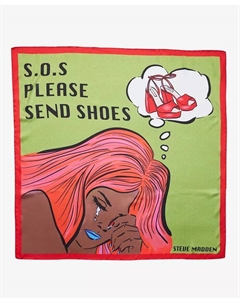 Атласный квадратный шарф с принтом SOS Steve, мультиколор Steve madden