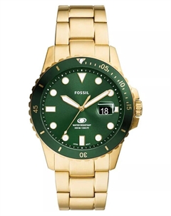 Мужские синие часы Dive с тремя стрелками и датой, золотистые из нержавеющей стали, 42 мм Fossil