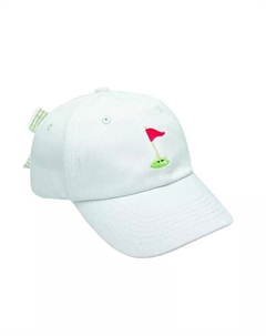 Бейсбольная кепка с бантом и флагом для девочек в белом цвете Bits & bows