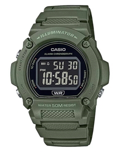 Мужские цифровые часы с зеленым ремешком из смолы, 47 мм Casio