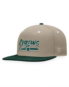 Мужская кепка Snapback цвета хаки/зеленого цвета Michigan State Spartans Land, бежевый Top of the world