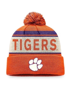 Мужская оранжевая шапка Clemson Tigers Prime Cuffed Knit с помпоном Top of the world