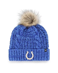 Женская вязаная шапка Royal Indianapolis Colts Meeko с манжетами и помпоном '47 brand
