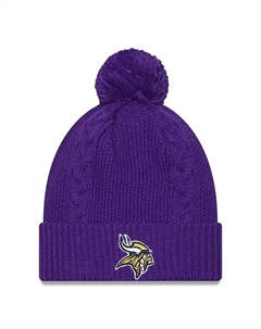 Женская фиолетовая шапка Minnesota Vikings с манжетами и помпоном New era