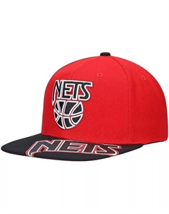 Мужская бейсболка x Lids Red, Black New Jersey Nets Hardwood Classics Reload 3.0 Snapback Mitchell and ness