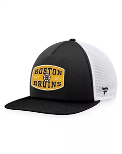 Мужская черно-белая кепка Boston Bruins из пенопласта с нашивкой спереди Trucker Snapback, черный Fanatics
