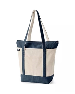 Сумка-тоут среднего размера из парусины с карманами на молнии и длинной ручкой, белый Lands' end