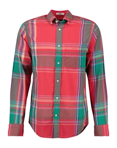 Мужская рубашка с длинными рукавами в разноцветную клетку, красный Gant