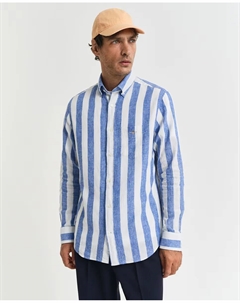 Мужская полосатая рубашка больших размеров с длинными рукавами, синий Gant